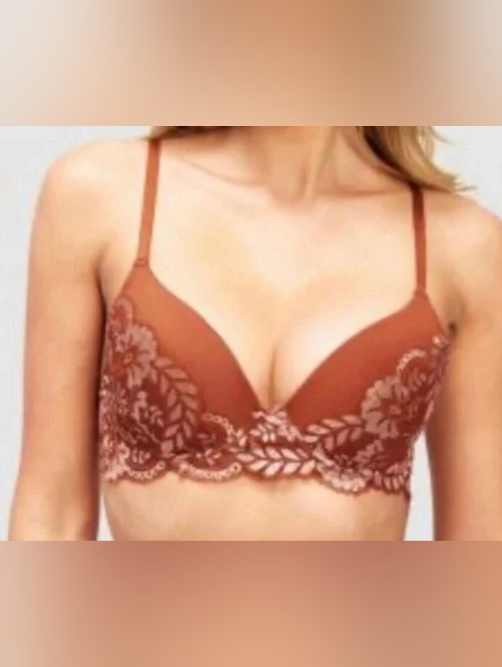 Frederick's of Hollywood Lace Rust Brown Push-Up Bra 38C